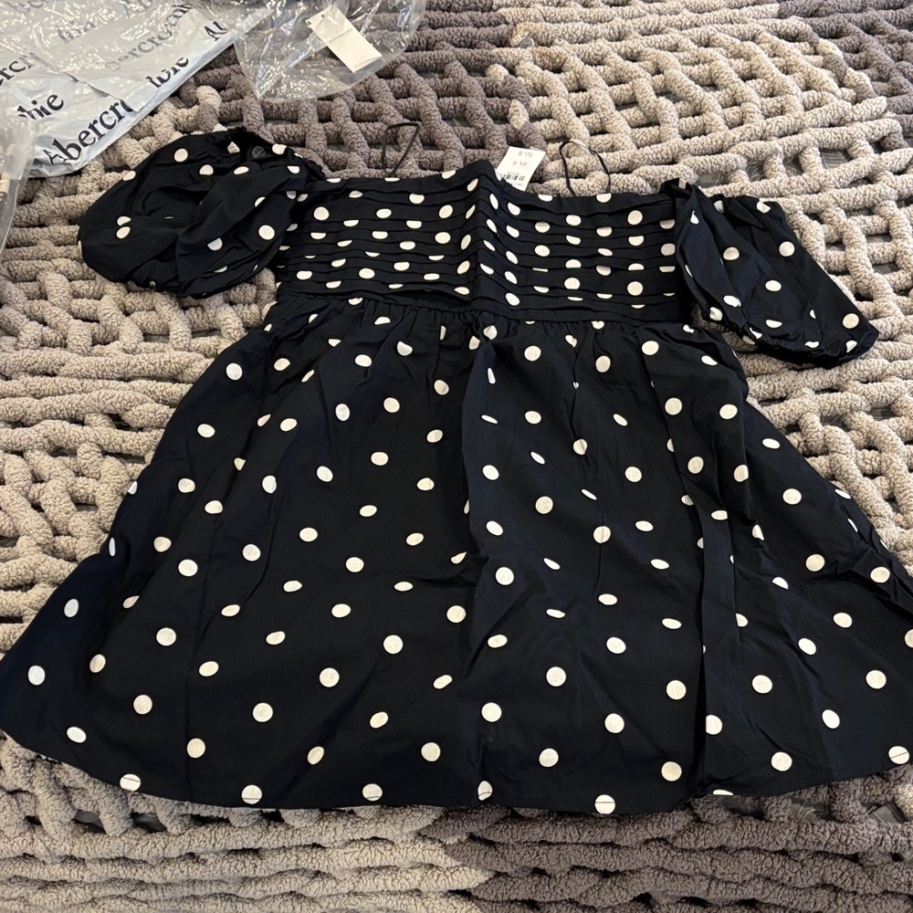 Abercrombie & Fitch Black and White Polka Dot Mini Dress